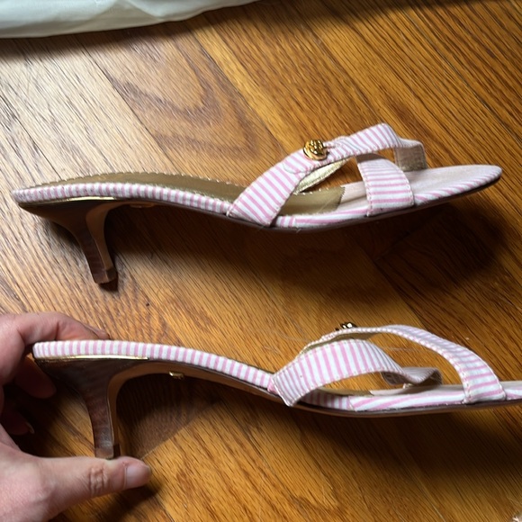 Lilly Pulitzer Sandals Size 8 1/2 Pink and White stripes-fabric - Picture 4 of 6